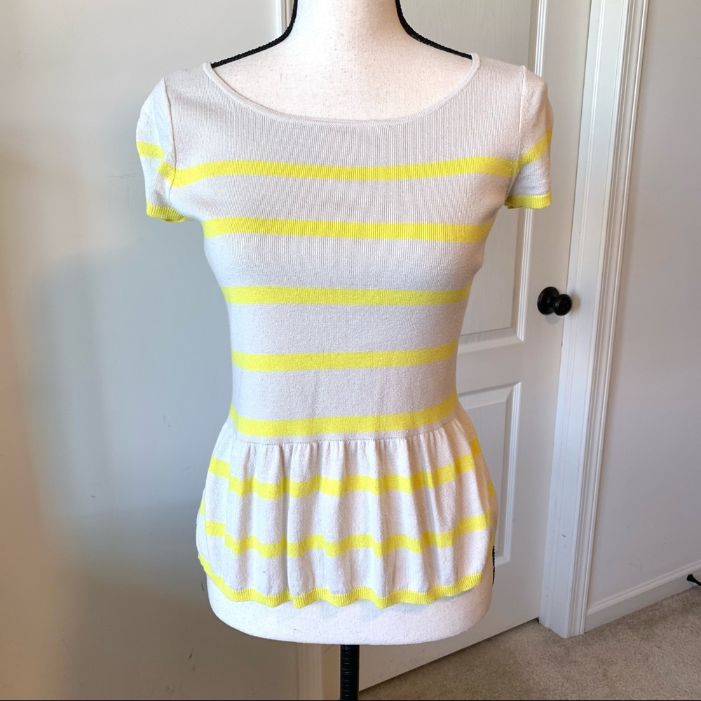 LOFT Lightweight Striped Peplum Sweater—SZ. XS